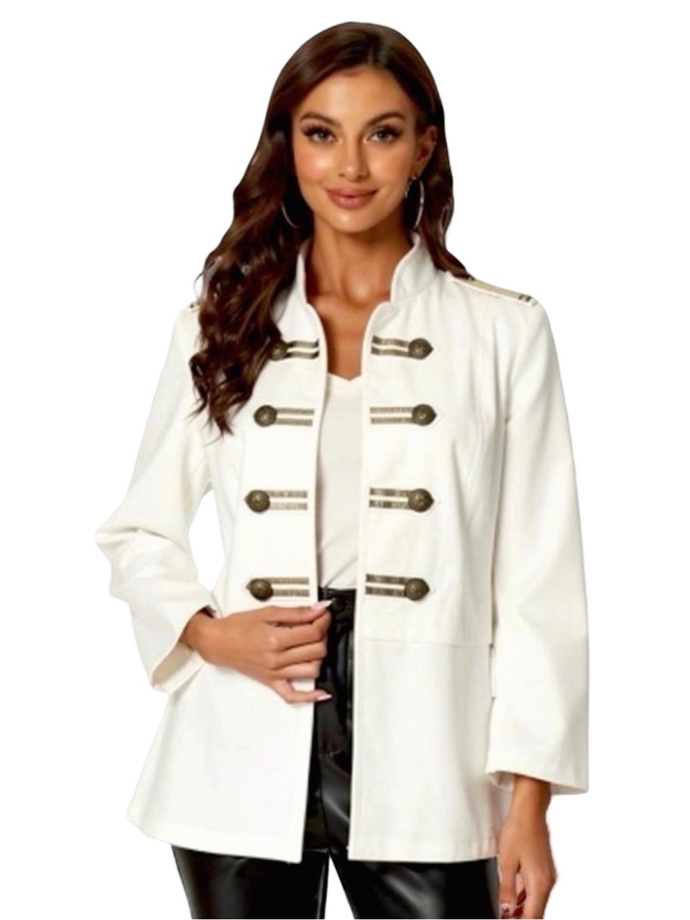Chico's Ivory Peplum Military Jacket | Size O
